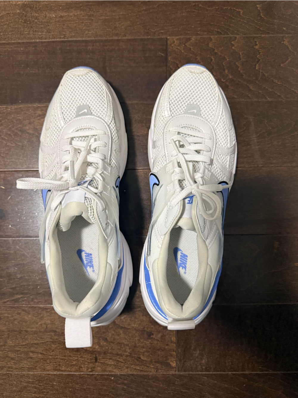 Nike Women's White Sneakers with Blue Accents